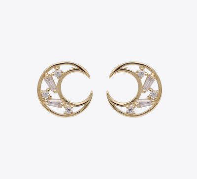 Spacy Crescent Sterling Silver Studs - MAHROZE UK