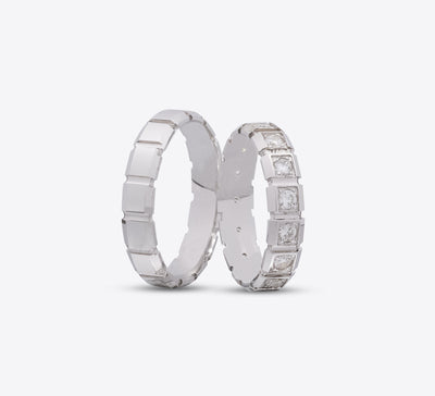 Zirconia & Cuts Sterling Silver Couple Ring