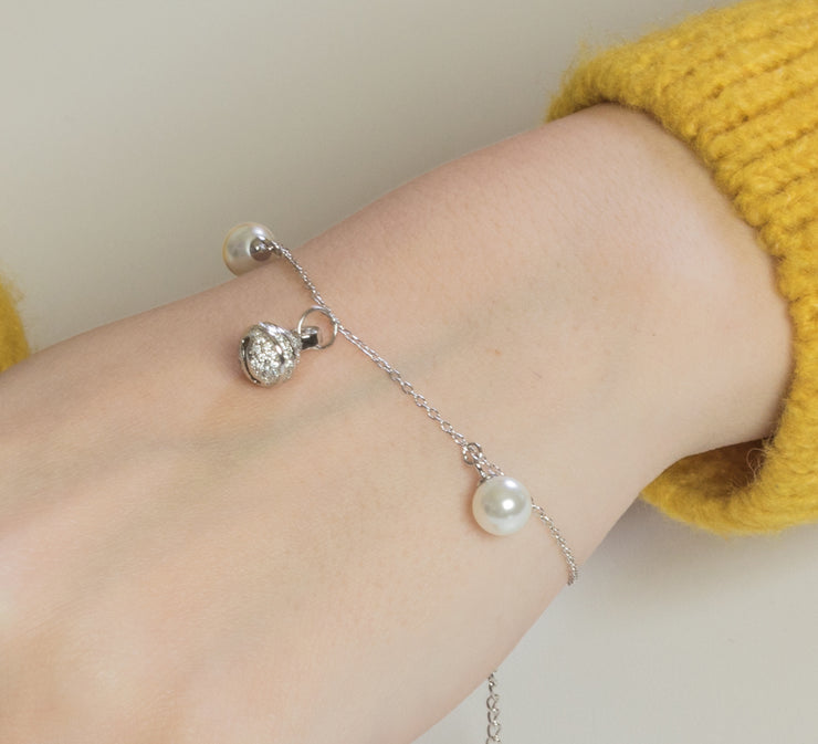 Hanging Pearls Sterling Silver Bracelet