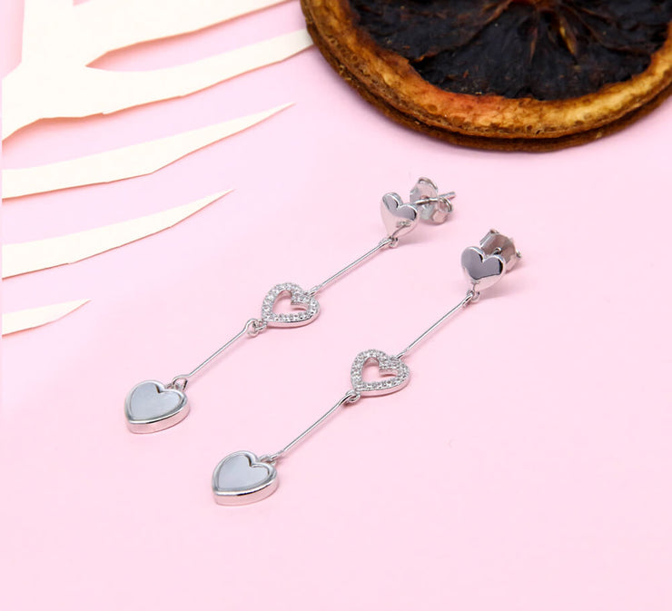 Pretty Hearts Sterling Silver Earrings