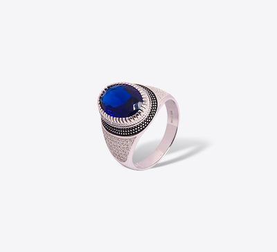 Chromatic Blue Men Sterling Silver Ring