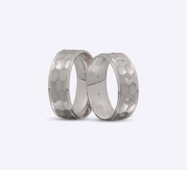 Textured Silver Sterling Silver Couple Ring