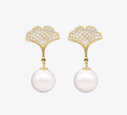 Crystal White Pearl Drop Sterling Silver Earrings - MAHROZE UK