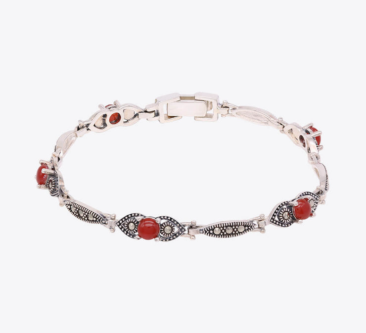 Red Solitaire Sterling Silver Bracelet - MAHROZE UK