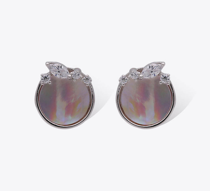 Stone Coin Sterling Silver Studs - MAHROZE UK