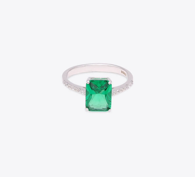 Emerald Green Sterling silver Ring - MAHROZE UK