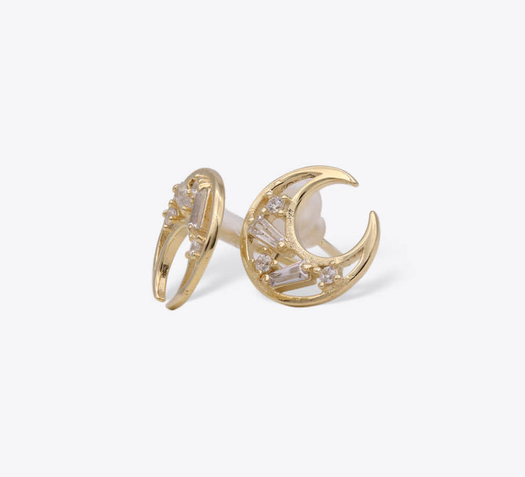Spacy Crescent Sterling Silver Studs - MAHROZE UK