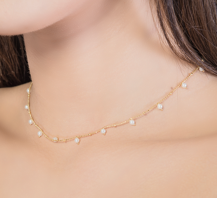 Golden Pearl Sterling Silver Necklace