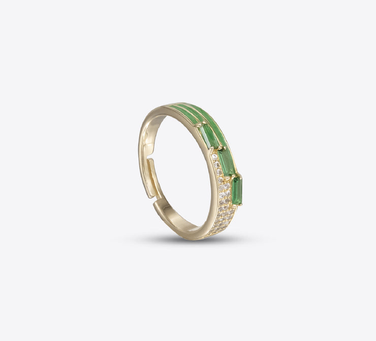 Green Tune Sterling Silver Ring