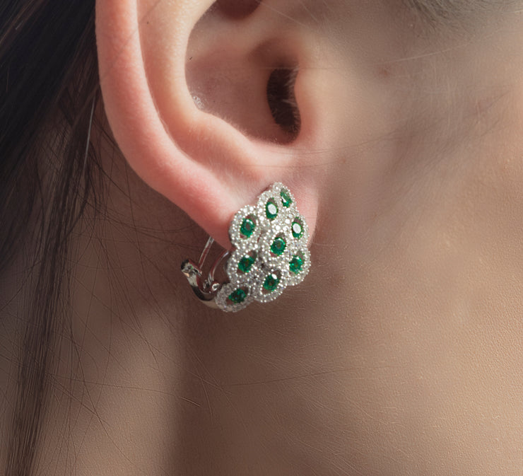 Foreign Green Sterling Silver Earrings
