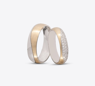 Two Tone Sterling Silver Couple Ring