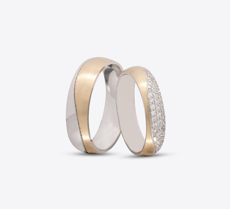 Two Tone Sterling Silver Couple Ring